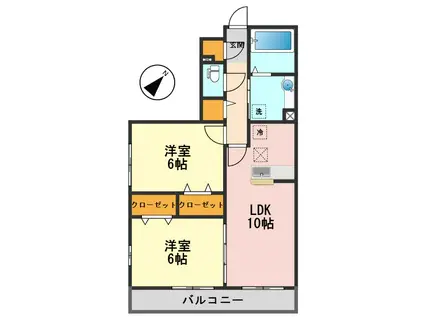 サンレモ(2LDK/1階)の間取り写真