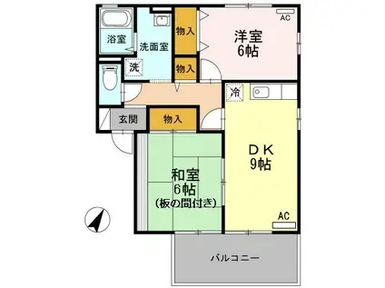 サニーコートA(2DK/2階)の間取り写真