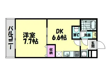 フジパレス式内町III番館(1DK/1階)の間取り写真