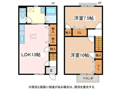 ブランシェ花水木A(2LDK/1階)の間取り写真