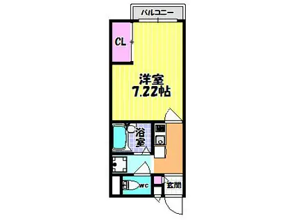 スタンドアップ錦町(1K/2階)の間取り写真