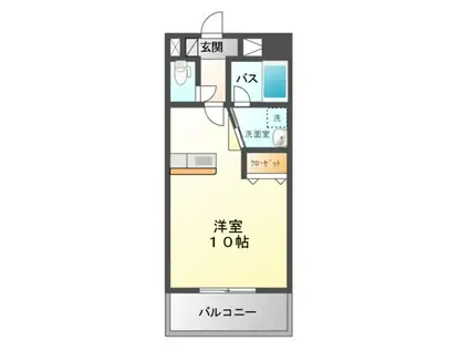 キーウエスト(ワンルーム/6階)の間取り写真