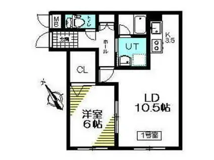 PAPA GARDEN(1LDK/3階)の間取り写真