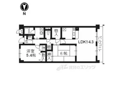 エトワール大竹(2LDK/1階)の間取り写真