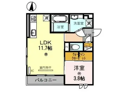 D-ROOM東公園(1LDK/3階)の間取り写真