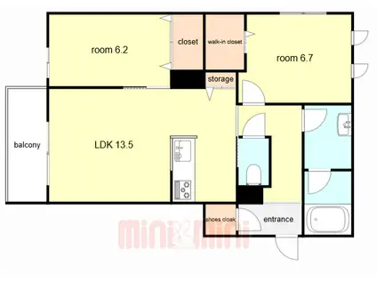 SHAMAISON GREENAGE 日野町(2LDK/2階)の間取り写真