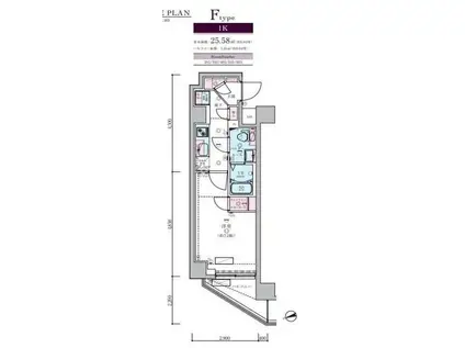 ジェノヴィア蒲田2スカイガーデン(1K/6階)の間取り写真