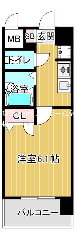 エスリード 京橋ステーションプラザ(1K/6階)の間取り写真