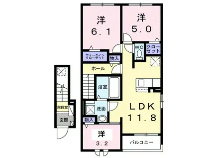 メゾンヴェール高田(2LDK/2階)の間取り写真