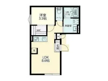 FOLS CLASS 四谷三丁目(1LDK/4階)の間取り写真