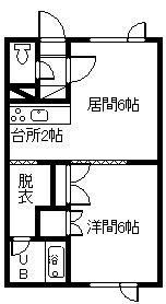 メープルジョイ(1DK/2階)の間取り写真