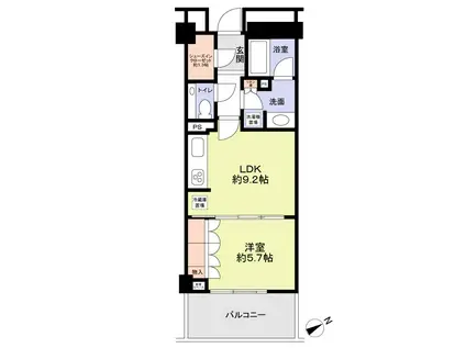 ザ・パークハウス福岡タワーズイースト(1LDK/6階)の間取り写真