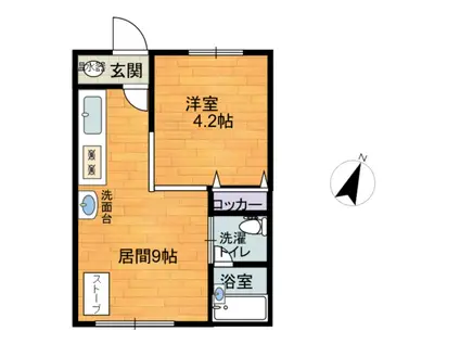 コーポささき(1LDK/2階)の間取り写真