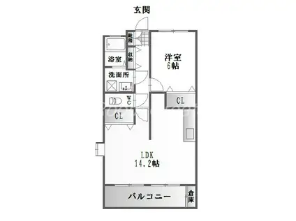 タカラハイツ(1LDK/1階)の間取り写真