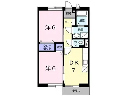 坂田ハイツIII(2DK/1階)の間取り写真