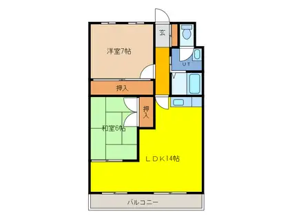 ベルトピア千歳I(2LDK/3階)の間取り写真