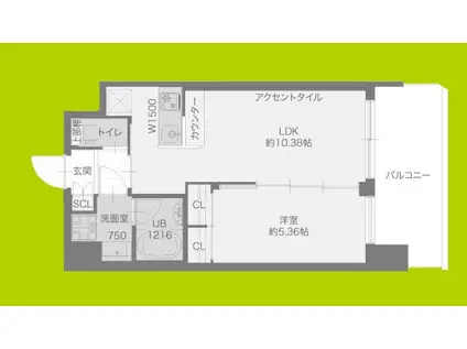 プレジオ城東(1LDK/9階)の間取り写真