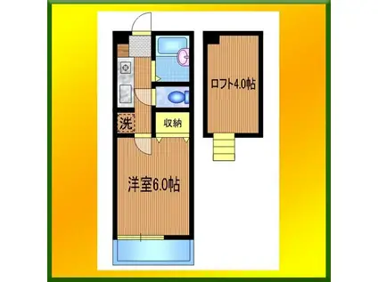 エトワールひばりヶ丘 B棟(1K/2階)の間取り写真