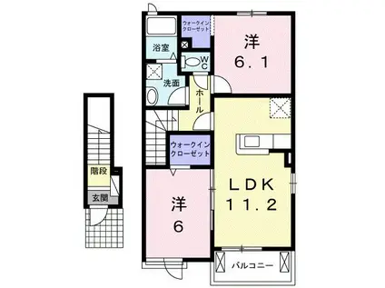アルルのこみち(2LDK/2階)の間取り写真