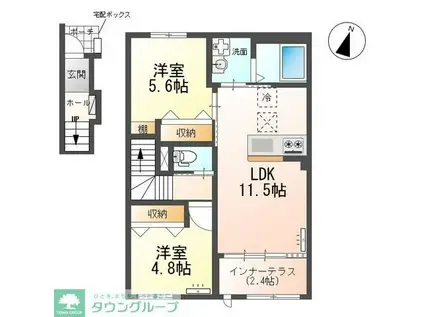 瀬音のいおり(2LDK/2階)の間取り写真