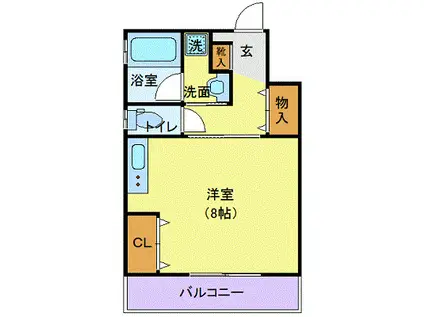ベルータカギ(ワンルーム/2階)の間取り写真