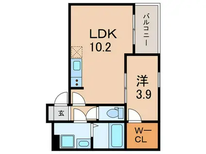 ジーメゾン大久保アスピダ(1LDK/3階)の間取り写真