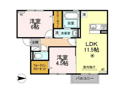 セントラル レジデンス E棟(2LDK/2階)の間取り写真