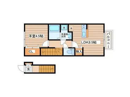 LIBERTE太子堂(1LDK/2階)の間取り写真