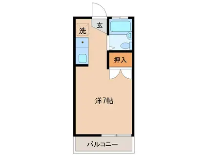 ジョイフルハイツA棟(ワンルーム/2階)の間取り写真