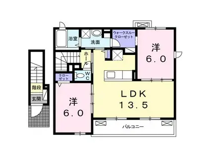 プラシード 大城(2LDK/2階)の間取り写真