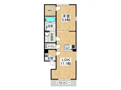 ベイコート東舞子(1LDK/1階)の間取り写真