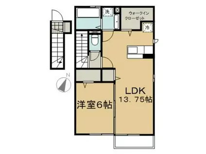 エクセル平山弐番館(1LDK/2階)の間取り写真