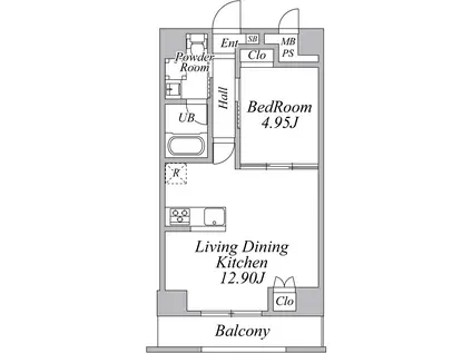 シャンス桜新町(1LDK/5階)の間取り写真