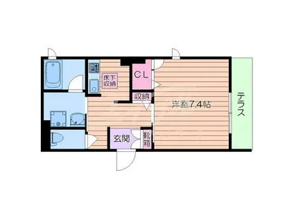 ノース・アルカディアII(1K/3階)の間取り写真