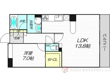 トリニティー北川口(1LDK/7階)の間取り写真