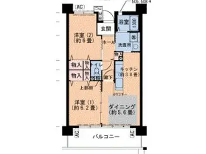 UR 浜甲子園なぎさ街23(2DK/6階)の間取り写真