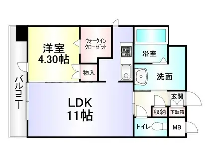 フェリシエ京町(1LDK/5階)の間取り写真