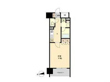 レジディア榴岡 ウエスト棟(1K/3階)の間取り写真