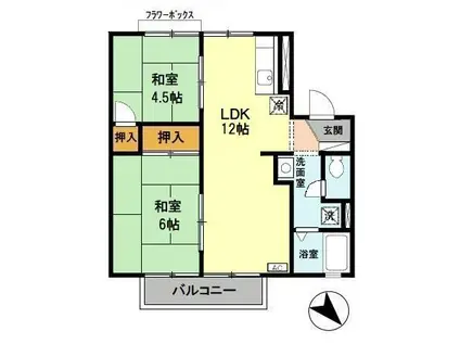 ハウスK(2LDK/1階)の間取り写真