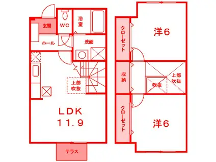 アルドールA(2LDK/1階)の間取り写真