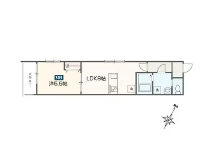 メルディア福生3(1LDK/3階)の間取り写真