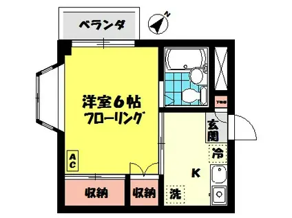 第2コーポラス山上(1K/1階)の間取り写真