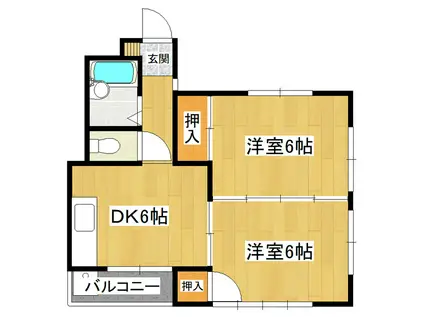 メゾンミヤザキ(2DK/2階)の間取り写真