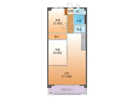 グランシード中町(2LDK/4階)の間取り写真