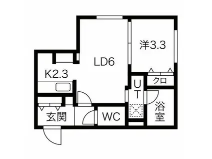 TIBERINA中の島(1LDK/1階)の間取り写真