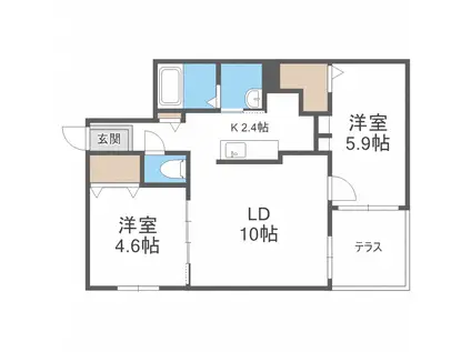 ブランシャールLA PALMA本郷通(2LDK/1階)の間取り写真