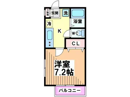 クリーンハウス(1K/1階)の間取り写真