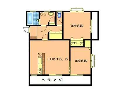 サンパークマンション益田(2LDK/4階)の間取り写真