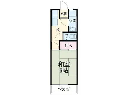 美芳ハイツ(1K/1階)の間取り写真