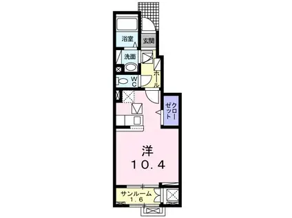 フロレスタII(ワンルーム/1階)の間取り写真